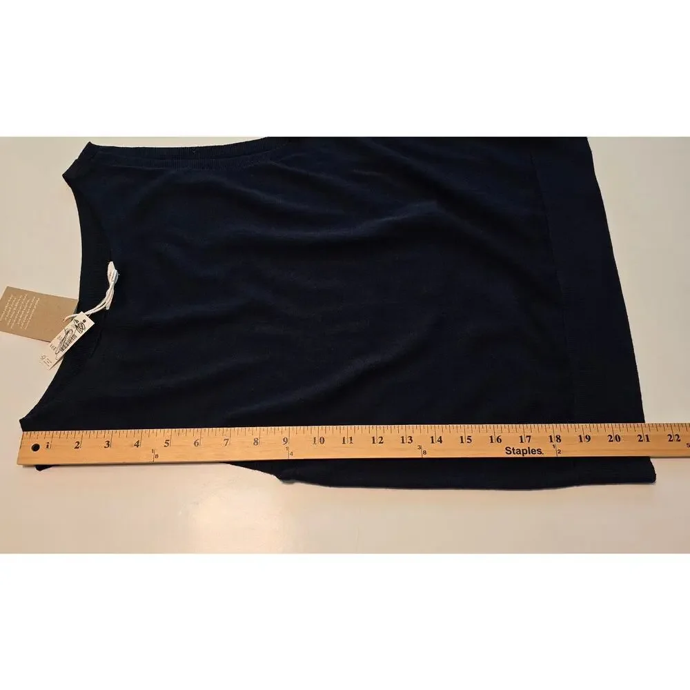 Madewell Boatneck Sleeveless Sweater Womens Small Dark Navy Merino Wool Silk NWT